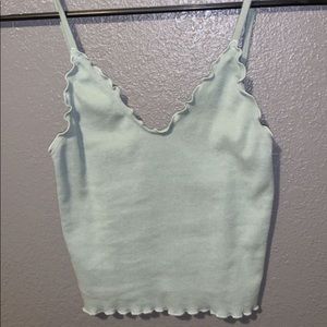 brandy melville green nicolette ruffle tank